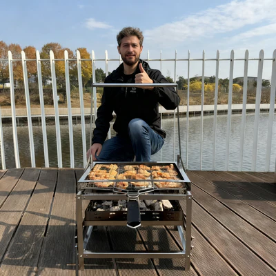 Adjustable Rotating Charcoal Grill
