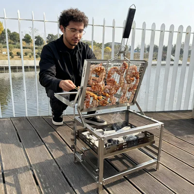 Adjustable Rotating Charcoal Grill